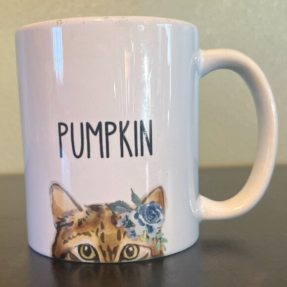 PUMPKIN the Green Eyed Cat Peeking Out at You ~ Ceramic Coffee Mug ~ Kitten - Picture 3 of 9
